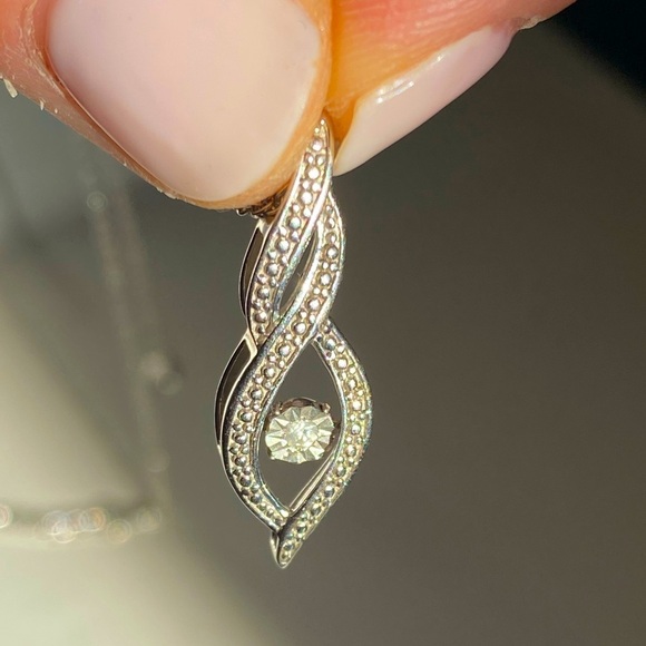 GENUINE Diamond necklace 925 Sterling silver - Picture 2 of 15